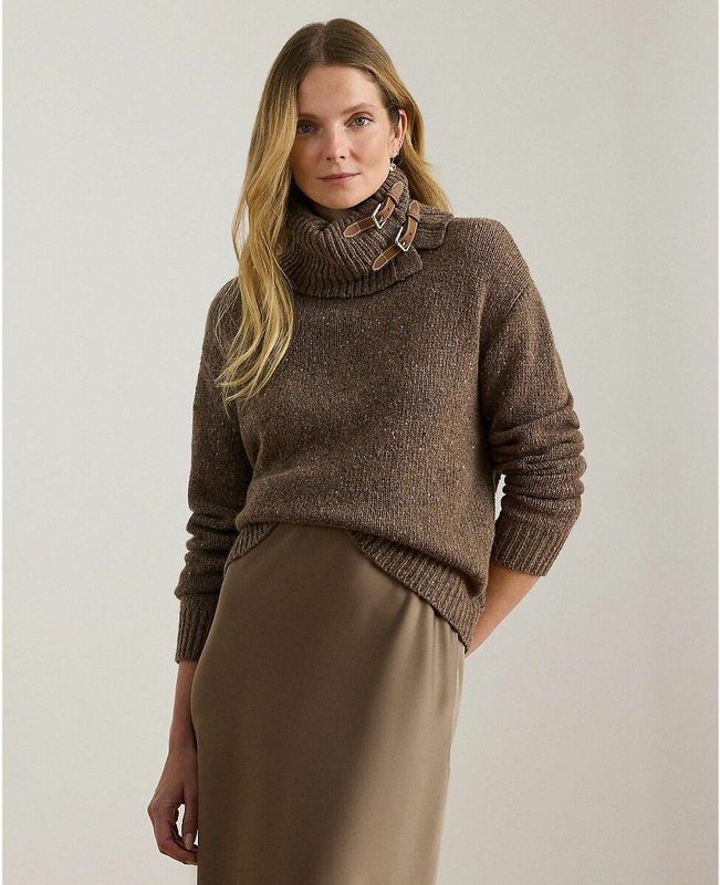 Trui met rolkraag, lange mouwen LAUREN RALPH LAUREN. Wol materiaal. Maten M. Kastanje kleur