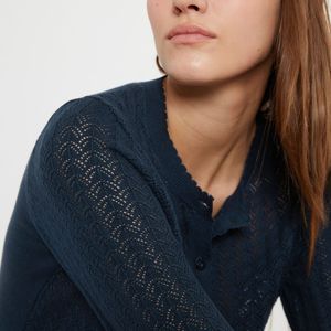 Vest in pointelle tricot LA REDOUTE COLLECTIONS. Viscose materiaal. Maten M. Blauw kleur