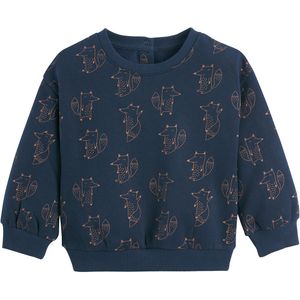 Sweater met ronde hals en wolfmotief bedrukt, in molton LA REDOUTE COLLECTIONS. Geruwd molton materiaal. Maten 5 jaar - 108 cm. Blauw kleur