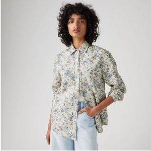 LEVI'S - Teodora Western - Hemd - Ecru/Blauw - Denim Materiaal