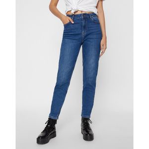 Mom jeans, hoge taille PIECES. Denim materiaal. Maten XS. Blauw kleur