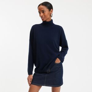 LA REDOUTE COLLECTIONS - Gebreide Trui - Marineblauw - Fijn Kasjmier - Rolkraag