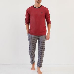 Pyjama met lange mouwen, ronde hals DODO. Katoen materiaal. Maten XL. Rood kleur