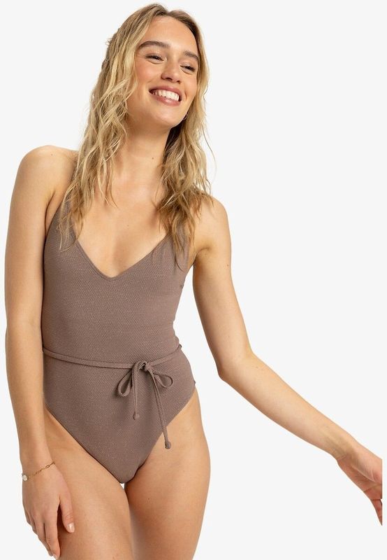 ROXY - Lasca - Badpak - Kastanje Kleur - Effen - Zachte Structuurstof