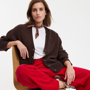 LA REDOUTE COLLECTIONS - Wollen Vest - Kastanje Kleur - Grof Tricot