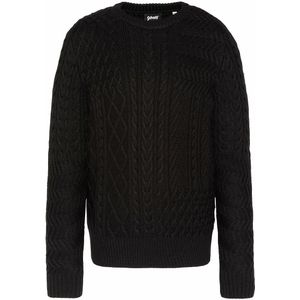 Trui met ronde hals in grof tricot SCHOTT. Wol materiaal. Maten L. Zwart kleur