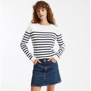 LA REDOUTE COLLECTIONS - Marinetrui - Wit - Bio Katoen - Gestreept Ivoor/Marine