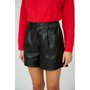 SEE U SOON - Short - Zwart - Imitatie Leer - Hoog Taille