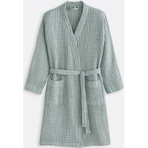 LA REDOUTE INTERIEURS - Kimono Badjas - Grijsgroen - 100% Katoen - Honingraat 350 g/m²