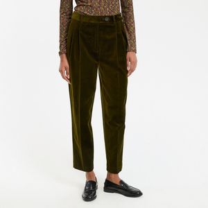 LA REDOUTE COLLECTIONS - Strakke Broek - Mosgroen - Fluweel - Met Plooien
