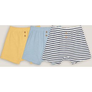 Set van 3 shorts LA REDOUTE COLLECTIONS. Jersey materiaal. Maten 1 mnd - 54 cm. Geel kleur