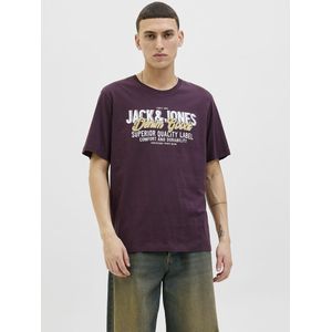 JACK & JONES - T-shirt - Bordeaux - Katoen - Korte Mouwen - Ronde Hals