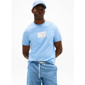 Tommy Hilfiger - Sportshirt - Lichtblauw - Katoen - Korte Mouwen