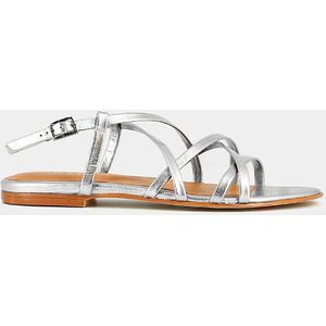 Platte sandalen in leer Word JONAK. Leer materiaal. Maten 38. Zilver kleur