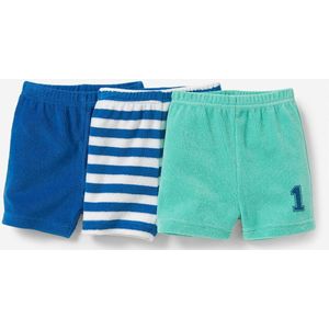 Set van 3 shorts in badstof LA REDOUTE COLLECTIONS. Katoen materiaal. Maten 9 mnd - 71 cm. Blauw kleur
