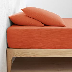 Kumla - Effen Hoeslaken - Oranje - 100% Katoen - Omslag 30cm