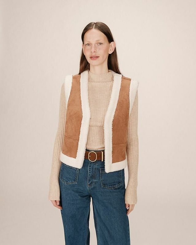 Grace & Mila - Sohen - Mouwloos Damesjack - Korte Pasvorm - Faux Shearling