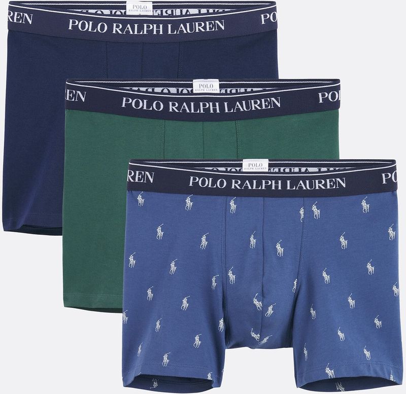 POLO RALPH LAUREN - Set van 3 lange boxershorts - Blauw - Katoen