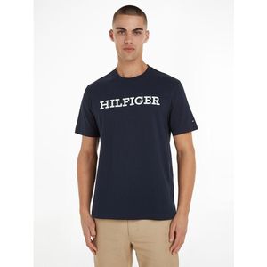 T-shirt met ronde hals en korte mouwen, geborduurd logo TOMMY HILFIGER. Katoen materiaal. Maten 3XL. Blauw kleur