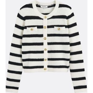 Vest in fijn tricot met ritssluiting MORGAN. Acryl materiaal. Maten XS. Wit kleur