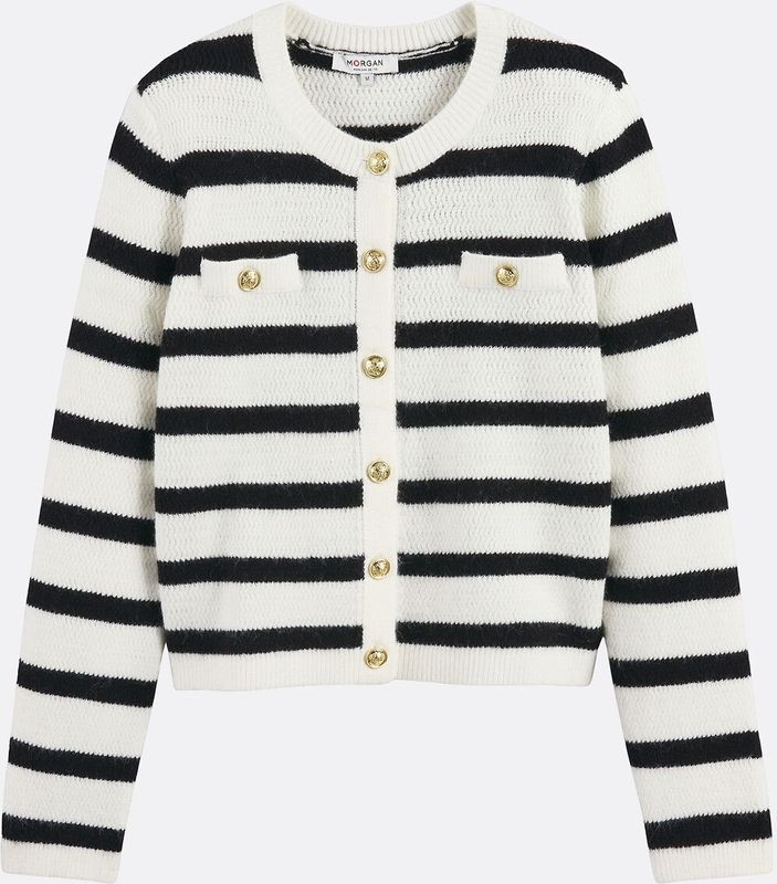 Vest in fijn tricot met ritssluiting MORGAN. Acryl materiaal. Maten XS. Wit kleur