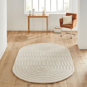 Ovalen vloerkleed in wol, Malko LA REDOUTE INTERIEURS. Wol materiaal. Maten 160 x 230 cm. Beige kleur