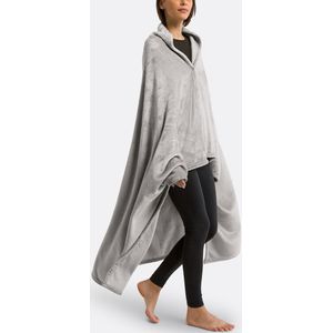 Javi - Fleece Plaid met Mouwen - Grijs - Gerecycled Polyester