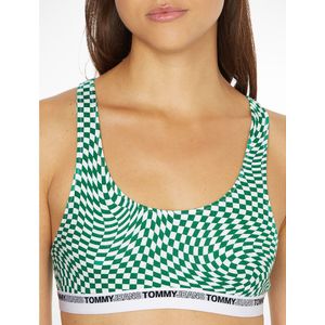 Bralette met sportuitsnijding, in gerecycled katoen TOMMY HILFIGER. Katoen materiaal. Maten S. Groen kleur