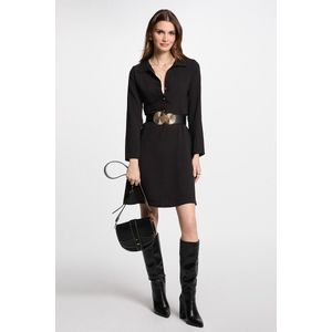 MORGAN - Korte Vloeiende Jurk - Zwart - Polyester