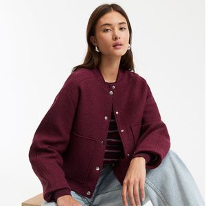 LA REDOUTE COLLECTIONS - Kort Jasje - Bordeaux Rood - Wol Materiaal