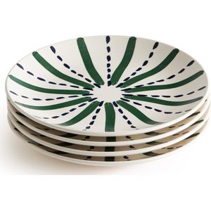 Set van 4 platte borden in aardewerk Riveri LA REDOUTE INTERIEURS. Aardewerk materiaal. Maten één maat. Groen kleur