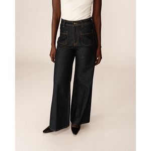 JUNE GRACE & MILA - Jeans - Donkerblauw - Hoge Taille - Opgestikte Zakken