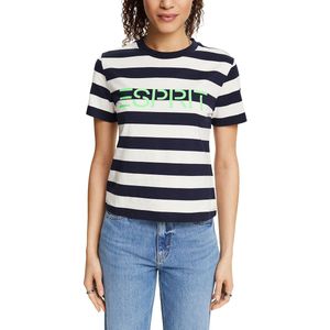 ESPRIT - Gestreept T-Shirt - Katoen - Blauw/Marine/Ecru