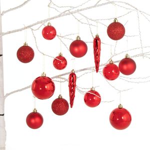 Set van 33 Kerstboom versieringen, Caspar LA REDOUTE INTERIEURS. Plastic materiaal. Maten één maat. Rood kleur