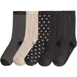 LA REDOUTE COLLECTIONS - Kousen - Grijs - Katoen - Set van 5 Paar