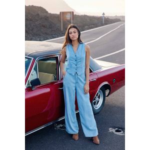 LA PETITE ÉTOILE - PERLINE - Broek met Wijde Pijpen - Blauw - Lyocell