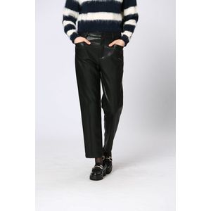 SEE U SOON - Rechte Broek - Zwart - Imitatieleer - 100% Polyester
