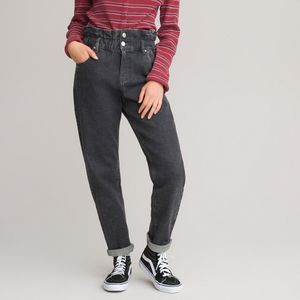 Paperbag jeans LA REDOUTE COLLECTIONS. Denim materiaal. Maten 16 jaar - 162 cm. Zwart kleur