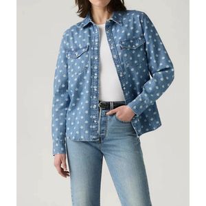 Blouse - Denim - ESSENTIAL - Klassieke Blouse - Lange Mouw - Normale Pasvorm