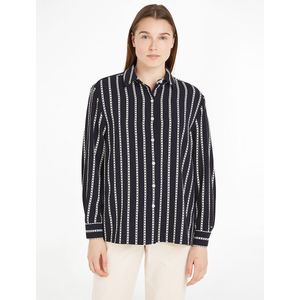 TOMMY HILFIGER - Gestreept Hemd - Marine - 100% Polyester