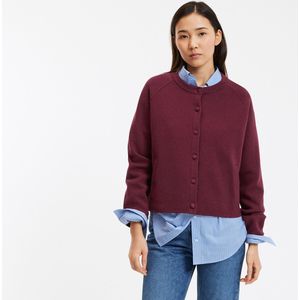 LA REDOUTE COLLECTIONS - Leandra - Gebreid Vest - Bordeaux Rood - Katoen Wol