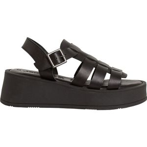 Sandalen met plateauzool, leer TAMARIS. Leer materiaal. Maten 37. Zwart kleur