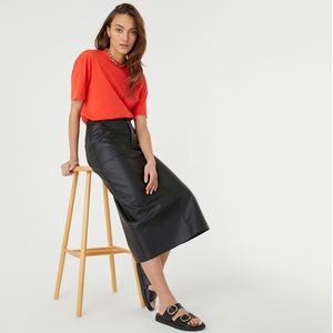 Rechte lange rok, in simili LA REDOUTE COLLECTIONS. Polyester materiaal. Maten 46 FR - 44 EU. Zwart kleur