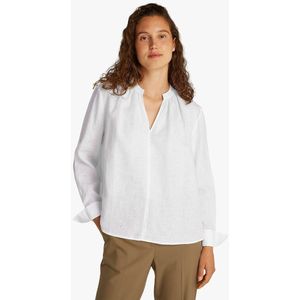 Tommy Hilfiger - ESS LINEN V-NECK BLOUSE - Optic White - Blouse - Lange Mouwen - Verkoelend Premium Linnen