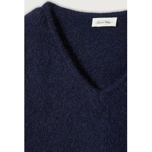 Trui met losse V-hals en lange mouwen EAST AMERICAN VINTAGE. Acryl materiaal. Maten S. Blauw kleur