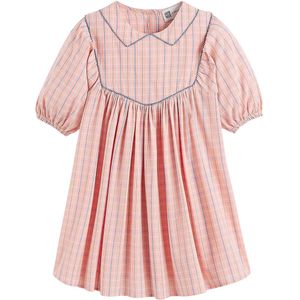 Geruite jurk met Claudinekraag EMILE & IDA X LA REDOUTE. Katoen materiaal. Maten 6 jaar - 114 cm. Roze kleur