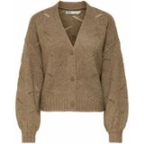 ONLY - Vest - Kastanje - V-hals - Opengewerkt Tricot