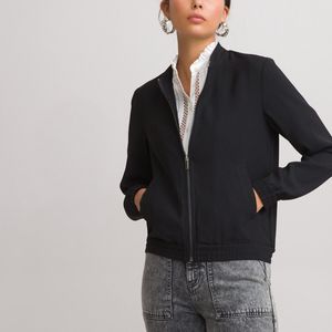 Bomber jasje met rits LA REDOUTE COLLECTIONS. Polyester materiaal. Maten 48 FR - 46 EU. Zwart kleur