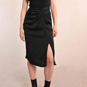 MOLLY BRACKEN - Rok - Zwart - Polyester - Met Split