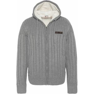 Warme vest met ritssluiting met kap, gevoerd in fleece SCHOTT. Polair tricot materiaal. Maten L. Grijs kleur